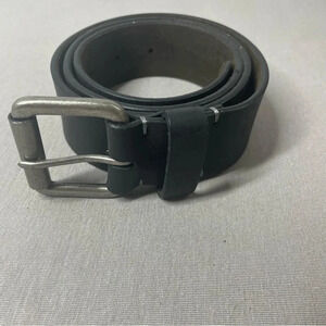 Timberland Black Genuine Leather Silver Tone Buckle Belt